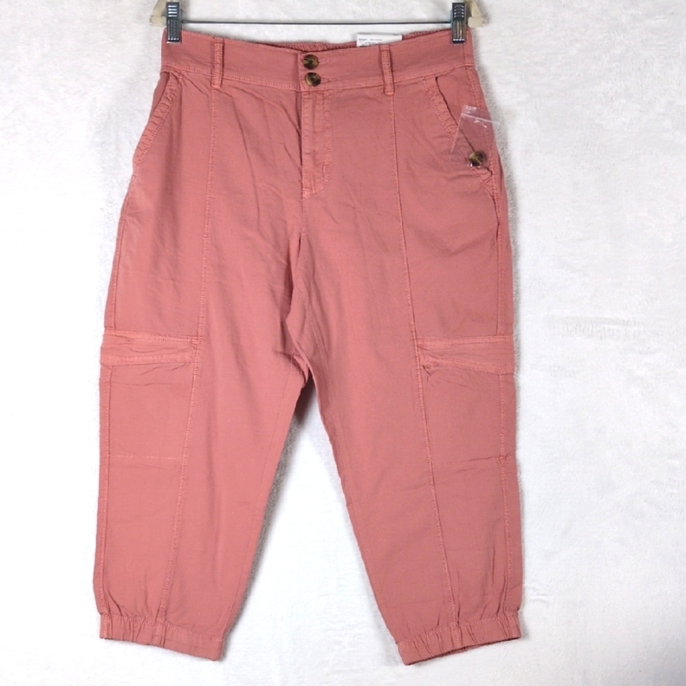 Sonoma Womens Pink Utility Capri Comfort Waistband Pants Size 8 Petite